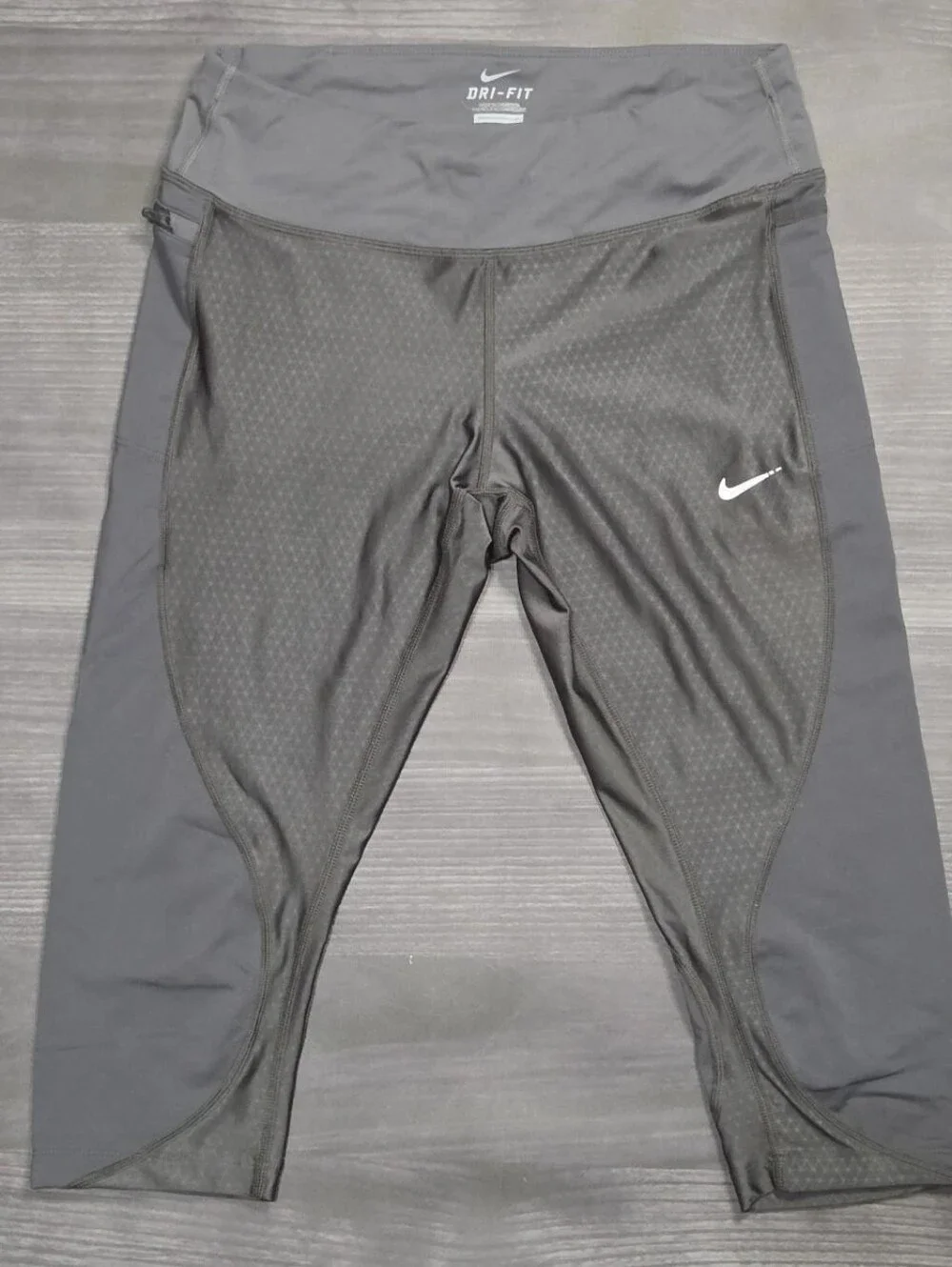 Nike Running Dri Fit Gray Cropped Athletic Leggings Womens Medium
